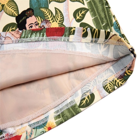 Frida Kahlo Jungle Print Black Skirt M Boho Mini - Picture 4 of 7